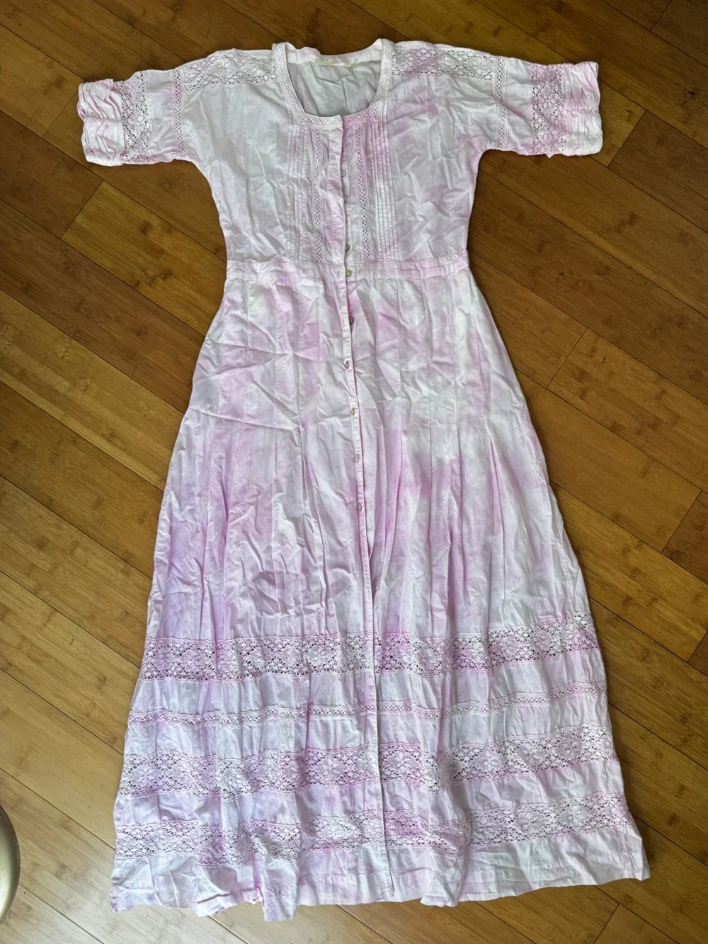 LoveChackFancy pink tiedye Edie cotton midi dress.